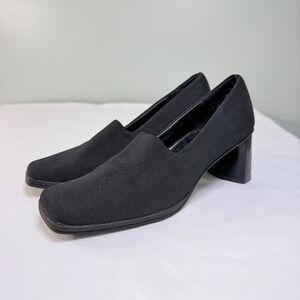VTG Madeline Stuart Bundle Black Fabric Square‎ Toe Block Heel Pumps Womens 6.5M